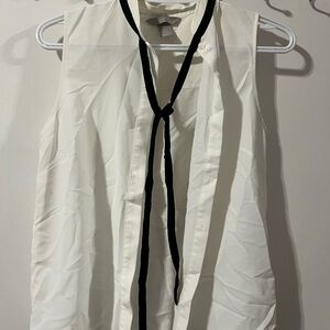 Women's Sleeveless White Blouse with Black Tie